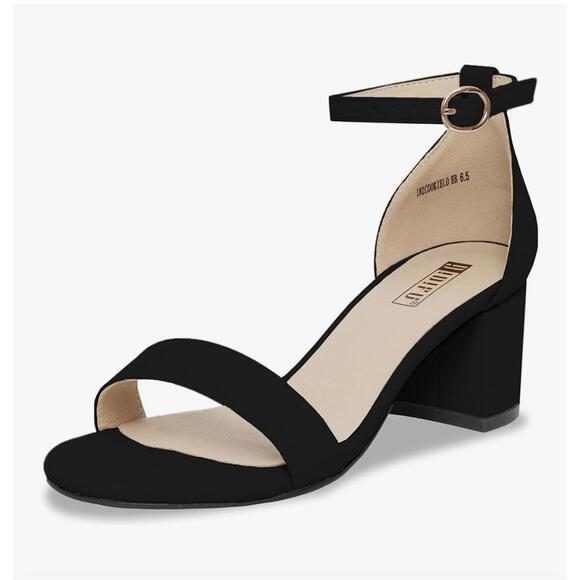 IDIFU Black Chunky Block Heel Sandals Women Size 9.5 - Picture 4 of 4